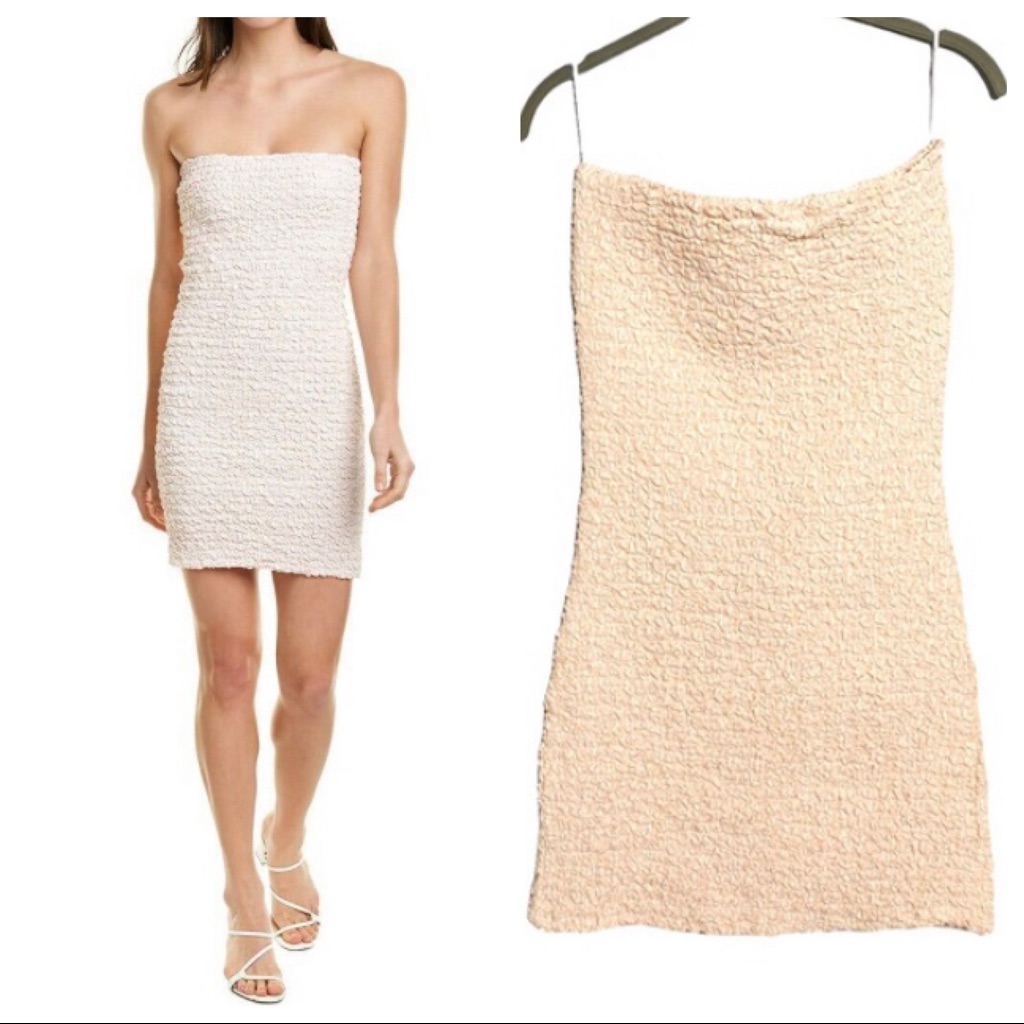 Revolve Petersyn Nora Mini Dress Y2k Smocked Strapless Dress Melon Orange S